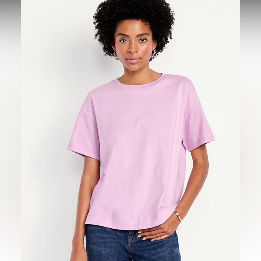 Vintage Crew Neck Cotton Tee - Dahlia (light pink)